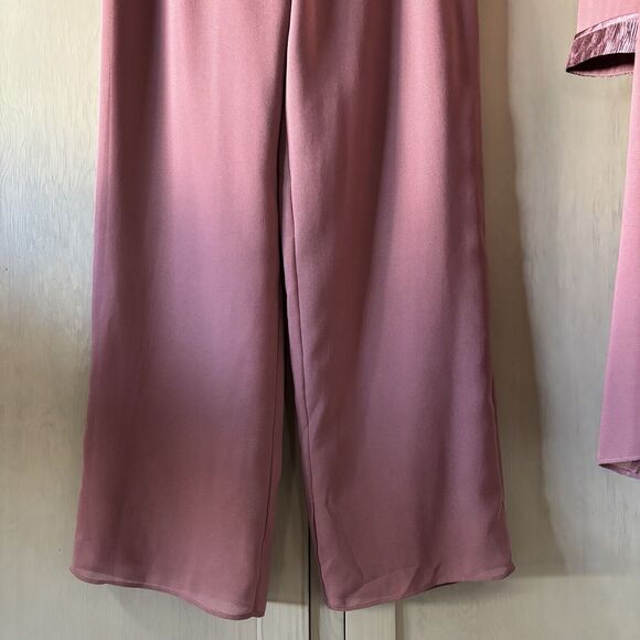 Maya Brooke Chiffon Sheer Pant Duster Set Women 8 Mauve Wedding Party Evening - Picture 7 of 16